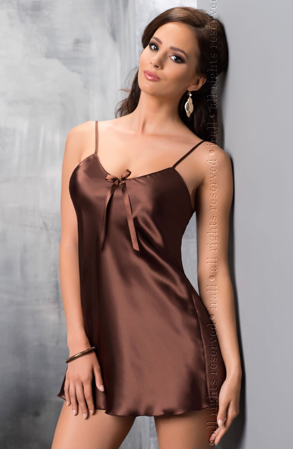 Irall Aria Chocolate Brown Satin Nightdress