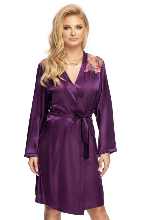 Irall Shelby Purple Satin Dressing Gown