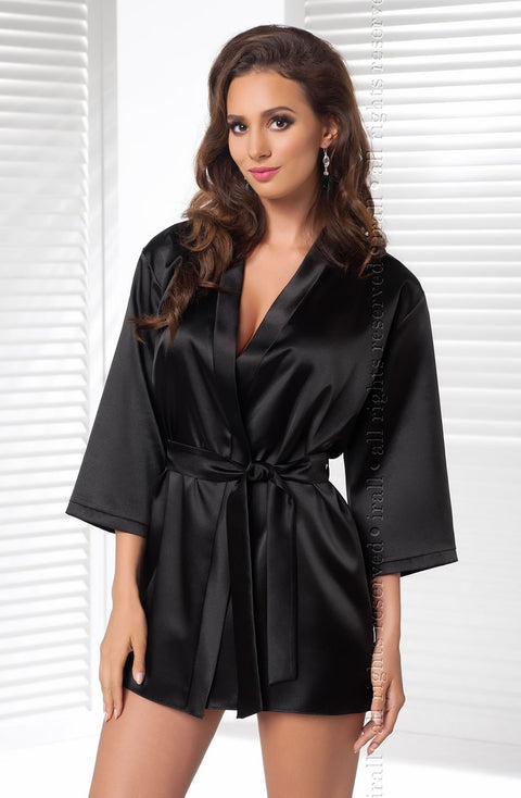 Irall Aria Black Satin Dressing Gown