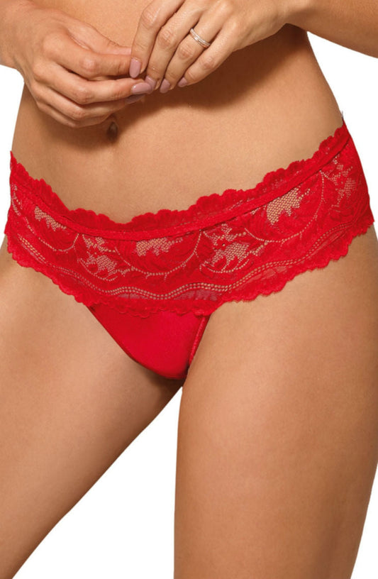 Roza Sefia Red Lace Cut Out Thong